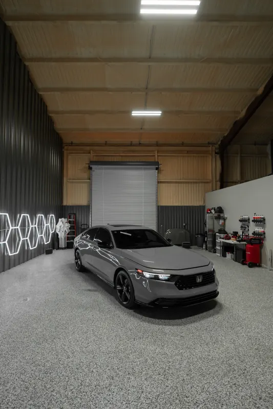 Silver Honda Accord in the shop after PPF